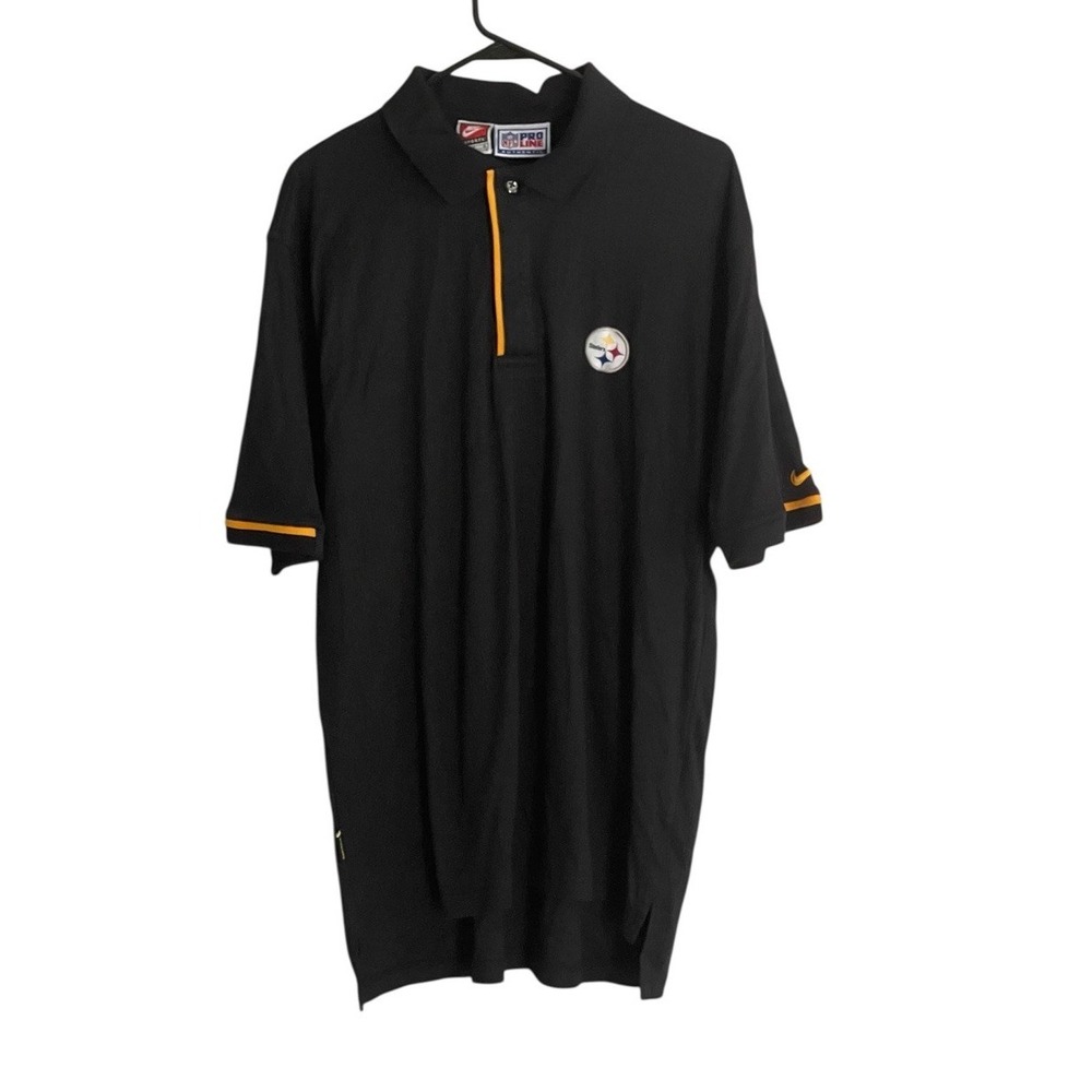 Vintage Nike Pro Line Pittsburgh Steelers Polo Shirt Large Short Sleeve Black